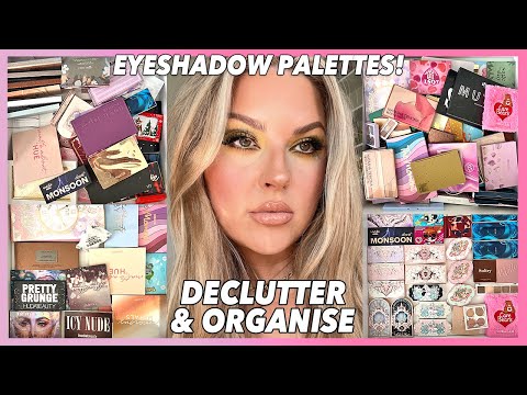 DECLUTTER 🗑️ Organizing My EYESHADOW PALETTE Collection! 🎨
