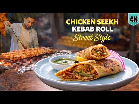 बिना Tandoor सीख कबाब घर पर | Chicken Seekh Kebab Roll🌯 | Street Style Kathi Roll | Chef Ranveer