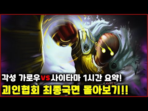 [원펀맨] 각성 가로우vs사이타마 1시간 몰아보기!! 괴인협회 최종국면 요약