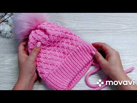 Детская зимняя шапка спицами// Мастер Класс