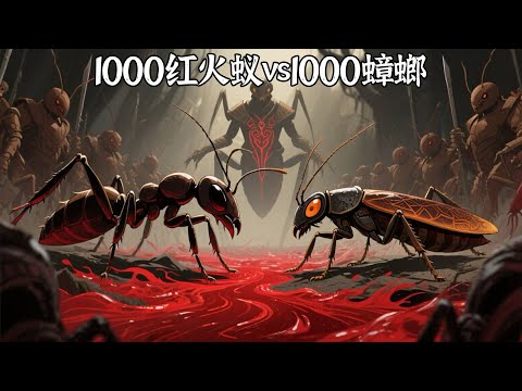 1000蟑螂vs1000红火蚁