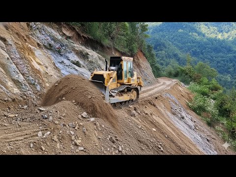 Extreme Mountain Road Build Bulldozer Leveling | Road Construction Carving Mountain Slope