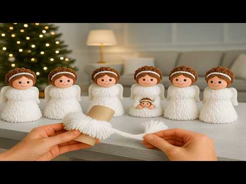 Very easy and cute Christmas yarn dolls 🎅With yarn and toilet paper roll🌲Simple and Fun😍2 DIY IDEAS