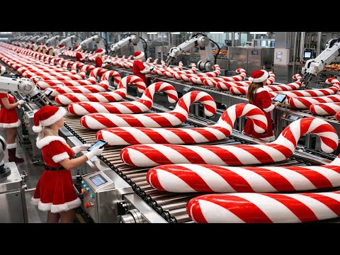 Inside a Modern Christmas Candy Canes Factory: From Sugar to Perfectly Crispy Candy (Full Process)