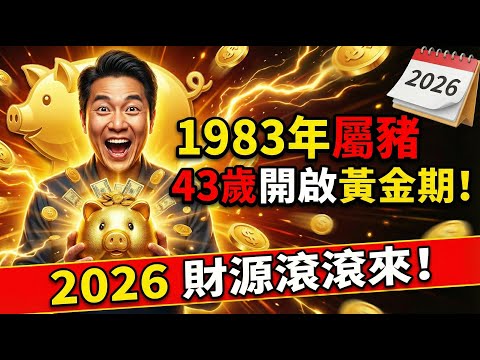 1983年屬豬人，大海水命！2026年43歲之後，才是你人生的「黃金期」，財源滾滾吃四方！#1983年屬豬 #屬豬2026年運勢 #生肖豬 #屬豬 #財運 #癸亥豬 #生肖豬運勢 #偏財 #2026豬