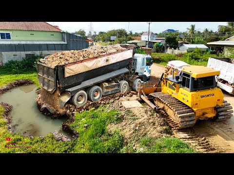 Perfectly Start This Project! Large​ Size In Lowland Was Deleting With Dump 25T Truck & Dozer Erase!