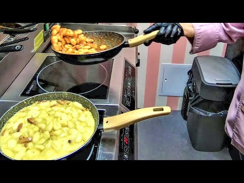 Cooking Italian 'Gnocchi'. Yummy Street Food in Warsaw, Poland, Fabryka Norblina,
