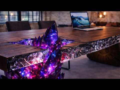 A crystal-powered epoxy table. A new level of design.