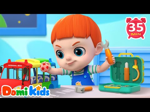 修理彩色巴士 🚌🌈🔧|交通工具認知|寶寶動手能力|趣味工程車故事|啟蒙益智遊戲🎶|多米益智