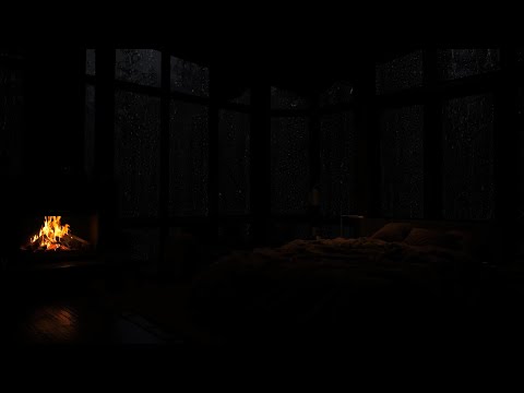 No Ads , Rainy Night in Cozy Forest🌧️Fire Crackles & Gentle Rain for Deep Sleep & Peaceful Focus🔥
