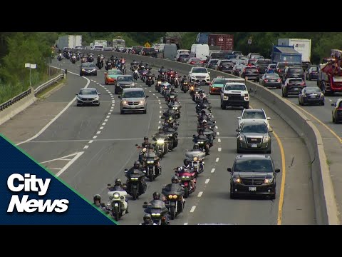 Large 'unsanctioned' Hells Angels procession arrived in Toronto