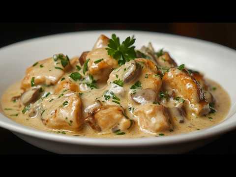 The most tender chicken in creamy mushroom sauce is a delight in every spoonful!