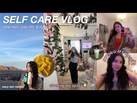 self care vlog 🎀 | getting a lash lift, dyeing my hair, & my wavy hair routine!♥︎