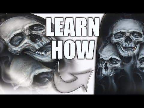 Learn How to Airbrush 'Triple Skulls' and Smoke Flames