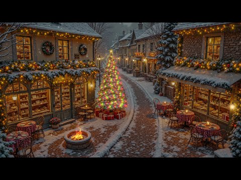 Cozy Coffee Shop Ambience With Christmas Jazz Music - Jazz Relaxing Music & Crackling Fireplace