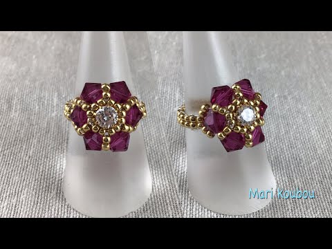 How to make a Swarovski ring with a Cubic Zirconia/ジルコニアとスワロフスキーのリング/Simple tutorial
