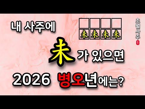 [2026년 운세] 내 사주에 미(未)가 있으면, 2026 병오년(丙午年)에는?