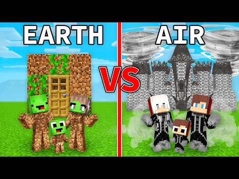 Mikey EARTH vs JJ AIR FAMILY Survival Battle in Minecraft (Maizen)