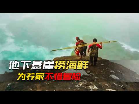 男子為養家，爬繩子下百米高懸崖撈海鮮，朋友曾跌落崖底再沒回來