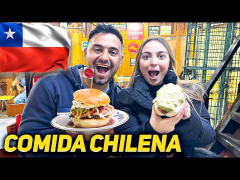 Trying TYPICAL STREET FOOD from CHILE🇨🇱 for the first time