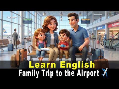 Family Trip to the Airport ✈️ | Easy English Listening Practice for Kids | Beginner English Story