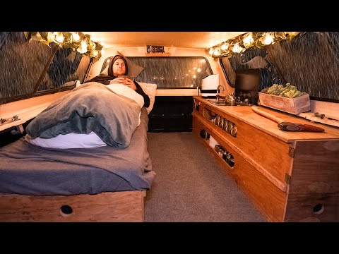 Solo Truck Box Camping in Light Evening Rain | Sounds of Camping | Relaxing ASMR