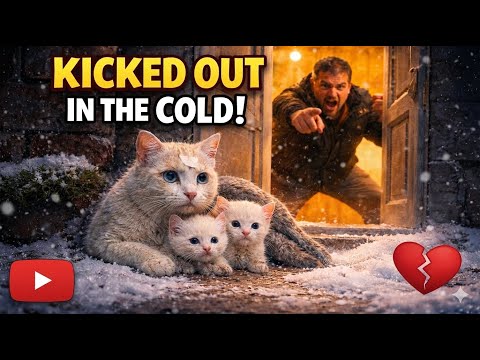 Abandoned in the Snow ❄️ Mother Cat & Kittens Find Love Again
