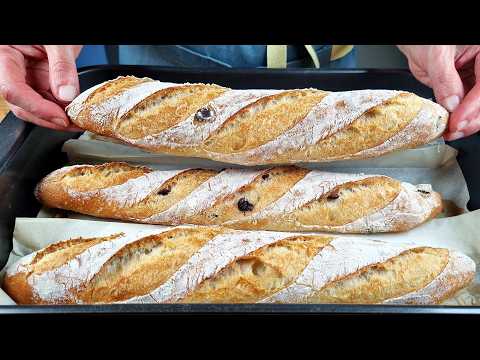 I don't buy bread anymore! The new perfect recipe for OLIVE baguettes