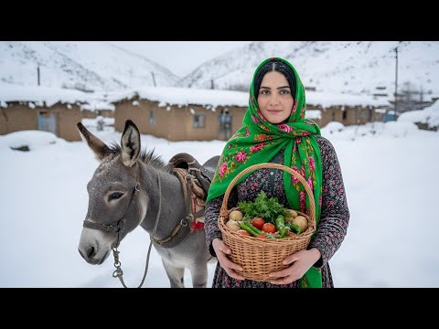 Surviving the Coldest Mountain Village of Iran | Cooking & Donkey riding