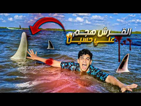 روحنا جزيره مائيه مرعبه😱 القرش هجم على حسين 💔( انهيار بكاء )😢