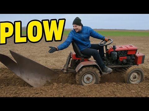 “Ukrainian Village Farming: Homemade Tractor & DIY Plow Working the Field”
