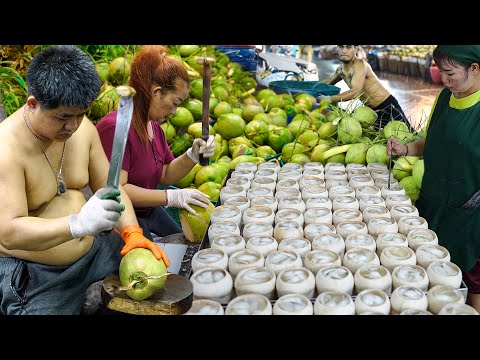 Amazing Coconut Cutting Skills | Coconut Jelly Making in Thailand | Street Food for Coconut Lovers
