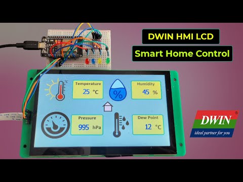 Smart Home Controller using DWIN HMI LCD Display & ESP32 (Display BME280 Reading & Control Relays)