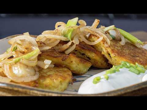 Potato dumplings with minced meat. Fry in a frying pan.
