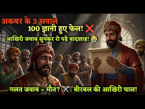आखिरी जवाब सुनकर क्यों रो पड़े बादशाह! 😭 अकबर के 3 सवाल जिन पर 100 ज्ञानी हुए फेल Akbar Birbal story