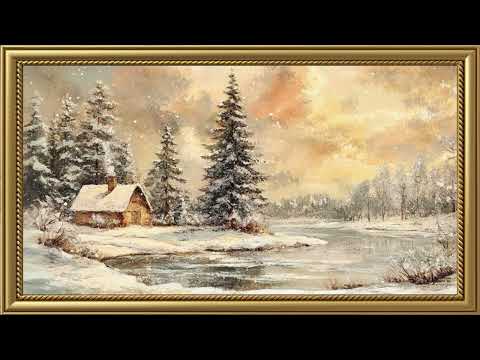 Vintage Winter Landscape Painting | Gold Frame TV Art Screensaver for TV Wallpaper
