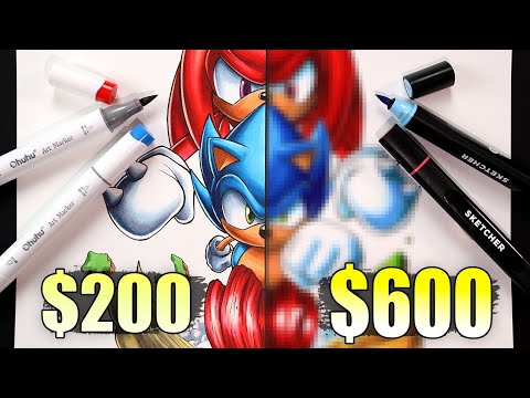 $200 vs $600 MARKER ART | Cheap vs Expensive!! Which is WORTH IT..? | Sonic The Hedgehog