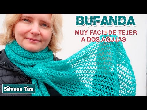 BUFANDA A DOS AGUJAS fácil de tejer "Color Turquesa" Tejido a dos agujas #dosagujas #tejido #bufanda