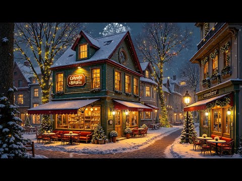 Cozy Christmas Street Café - Peaceful Winter Jazz And The Sound Of Snow In A Silent Holiday Town
