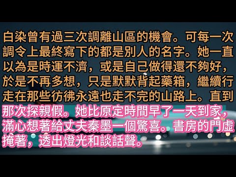 【完结】白染曾有過三次調離山區的機會。可每一次調令上最終寫下的都是別人的名字。她一直以為是時運不濟，或是自己做得還不夠好，於是不再多想，只是默默背起藥箱，繼續行走在那些彷彿永遠也走不完的山路上。直到那