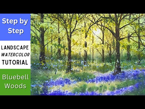 Step by Step Atmospheric Bluebell Woods Watercolour Tutorial