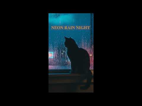 Neon Rain Night with a Cat 🐈‍⬛🌧️ | Cozy Sleep / Study Ambience
