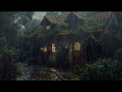 Calm Rain on Tiled Roof & Candlelit Room | Peaceful Night Soundscape for Sleep Disorders