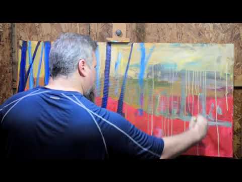 Painting an abstract landscape, start to finish.