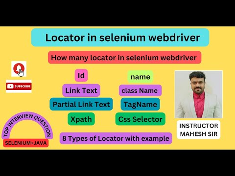 Locators in selenium webdriver with examples | Types of Locators ID,Name,ClassName, LinkText,xpath