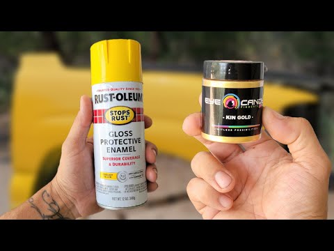 Let's Spray - "KIN GOLD" Pearl Over RUSTOLEUM "Sunburst Yellow"
