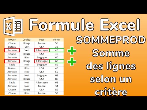 Excel - Formule SOMMEPROD matricielle - Comment sommer les lignes qui vérifient un critère