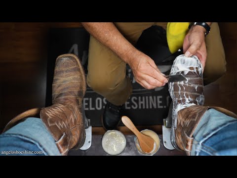 Angelo RESTORES DESTROYED Cowboy Boots! | Angelo Shoe Shine ASMR