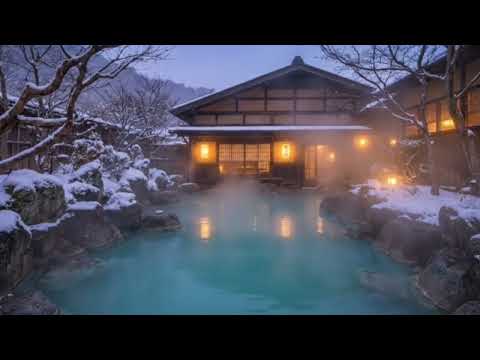 Alone in a Snowy Japanese Onsen ❄️ Healing Hot Spring Water Sounds for Deep Sleep (3 Hours)
