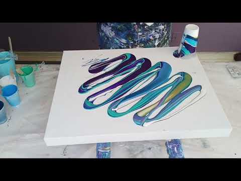 361 Beautiful colors in a ribbon pour! Must see acrylicpour fluidpour abstract ribbons